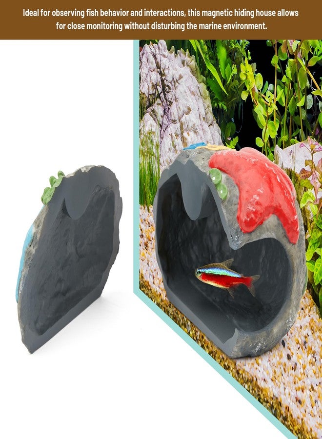 Esdallina Upgraded Magnetic Detachable Aquarium Hideaway Coral Rock Cave to Check Your Aquatic Pets to Breed, Play and Rest Safe and Non-Toxic Resin Fish Tank Viewing Hideout Ornaments - Image 5